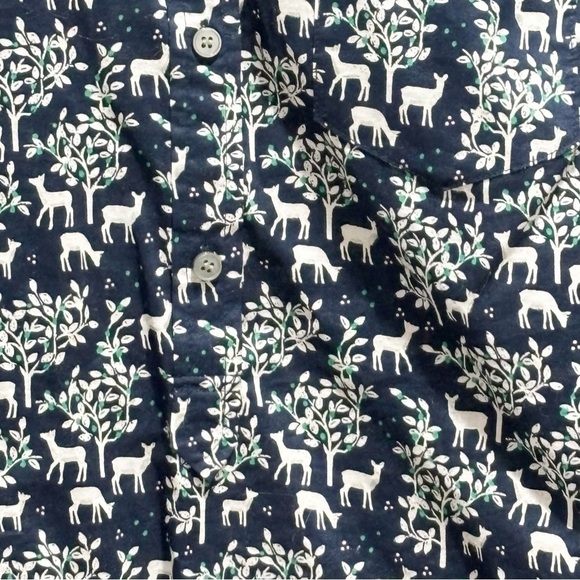 J CREW Women’s Navy Blue WOODLAND DEER Long Sleeve Popover Top Collared Size 2 - Picture 5 of 8
